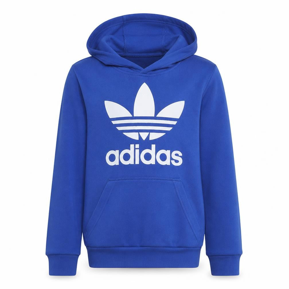 Adidas Boys Blue Pullover Hoodie 164cm Age 13 Logo Cotton Sweatshirt