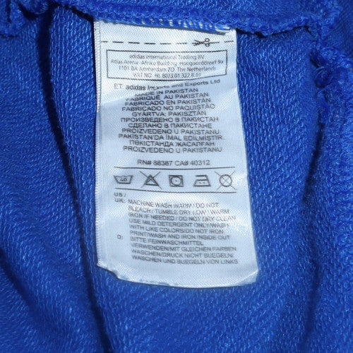 Adidas Boys Blue Pullover Hoodie 164cm Age 13 Logo Cotton Sweatshirt