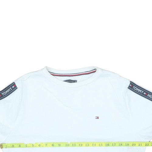 Tommy Hilfiger Men's White Crew Neck Sweatshirt Size L Cotton Blend