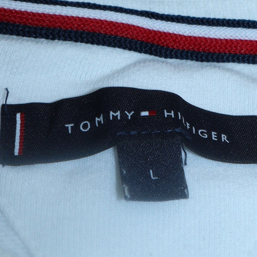 Tommy Hilfiger Men's White Crew Neck Sweatshirt Size L Cotton Blend