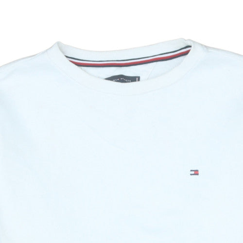 Tommy Hilfiger Men's White Crew Neck Sweatshirt Size L Cotton Blend