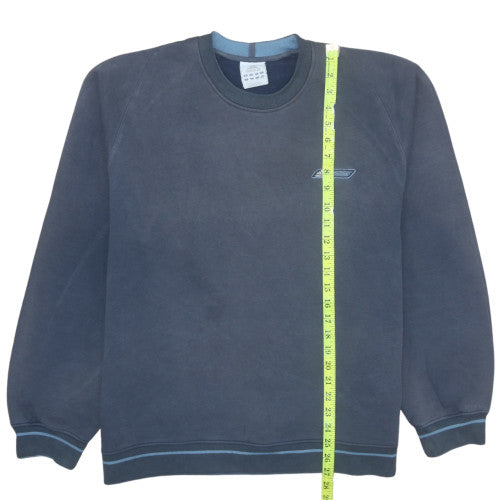 Adidas Men Blue Pullover Sweatshirt M Crew Neck Fleece Regular Fit