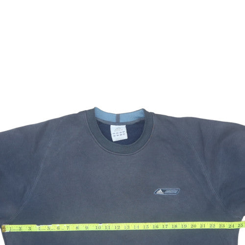 Adidas Men Blue Pullover Sweatshirt M Crew Neck Fleece Regular Fit