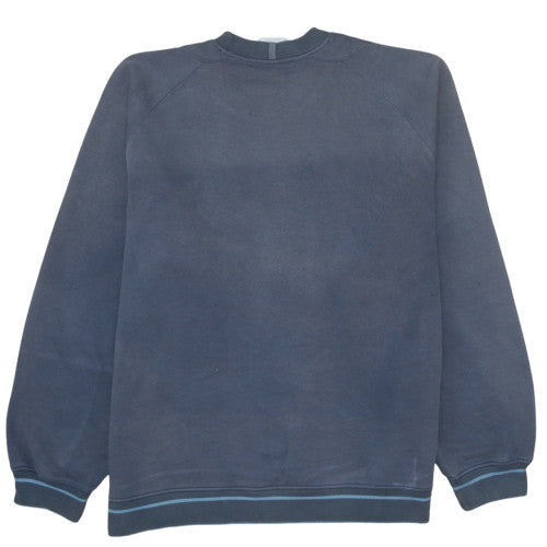 Adidas Men Blue Pullover Sweatshirt M Crew Neck Fleece Regular Fit