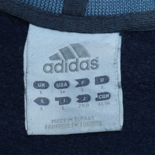 Adidas Men Blue Pullover Sweatshirt M Crew Neck Fleece Regular Fit