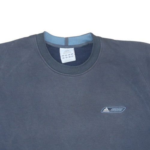 Adidas Men Blue Pullover Sweatshirt M Crew Neck Fleece Regular Fit