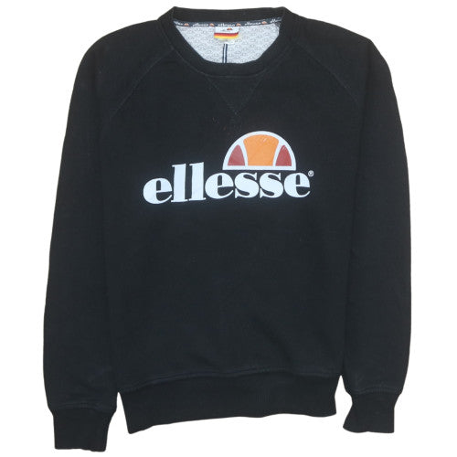 Ellesse Men’s Black Crew Neck Logo Sweatshirt Size S Regular Fit