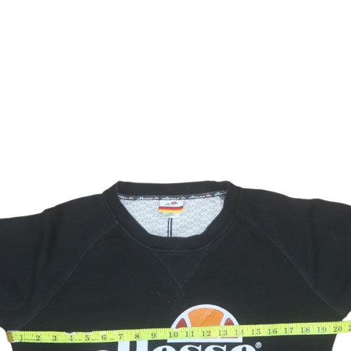 Ellesse Men’s Black Crew Neck Logo Sweatshirt Size S Regular Fit