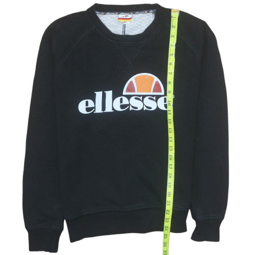 Ellesse Men’s Black Crew Neck Logo Sweatshirt Size S Regular Fit