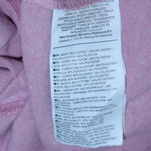 Nike Womens Pink Full Zip Hoodie Cotton Blend Size M