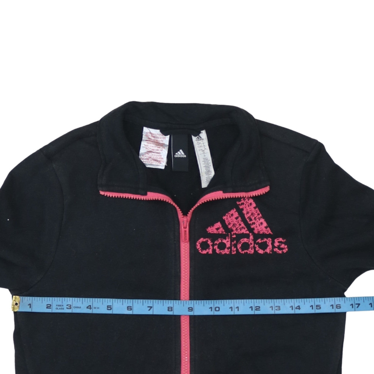 Adidas Womens Black Full Zip Fleece Sweatshirt Size 14