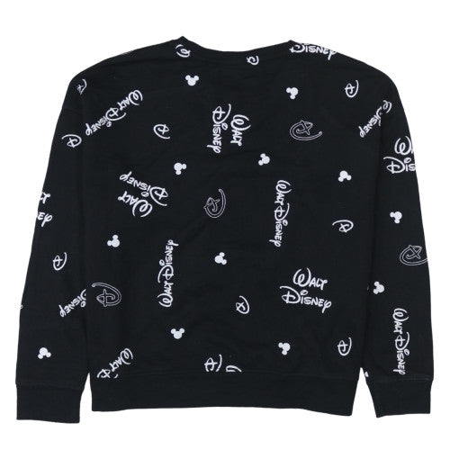 Disney Women Black Sweatshirt L 14/16 Crew Neck Graphic Print