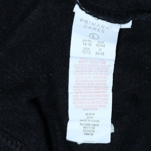 Disney Women Black Sweatshirt L 14/16 Crew Neck Graphic Print
