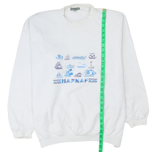 NAF NAF Men's White Nautical Embroidered Sweatshirt S