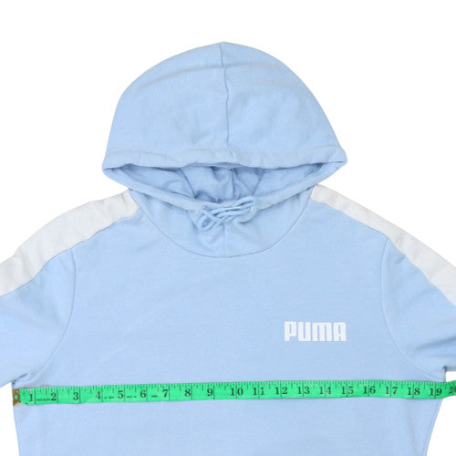 Puma Women Sky Blue Pullover Hoodie Medium Cotton Blend Athletic