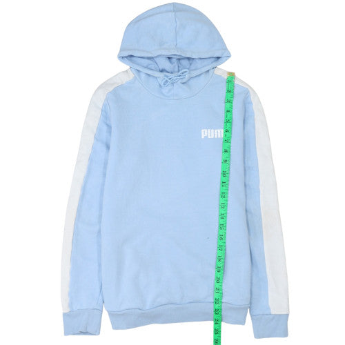 Puma Women Sky Blue Pullover Hoodie Medium Cotton Blend Athletic
