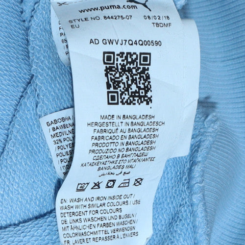 Puma Women Sky Blue Pullover Hoodie Medium Cotton Blend Athletic