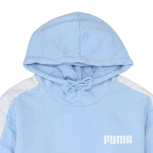 Puma Women Sky Blue Pullover Hoodie Medium Cotton Blend Athletic