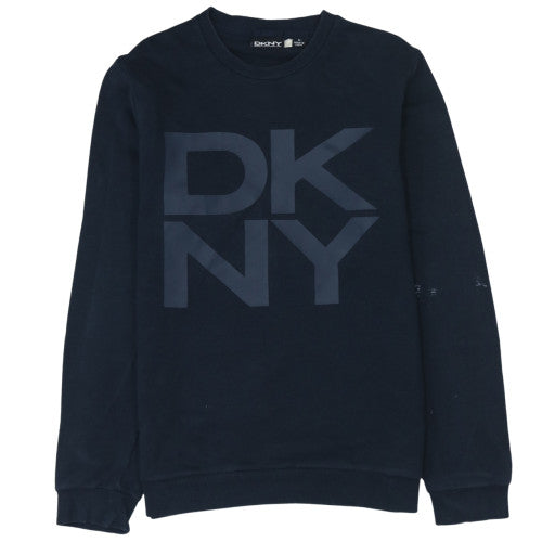 DKNY Men's Blue Logo Sweatshirt M Regular Fit Crew Neck