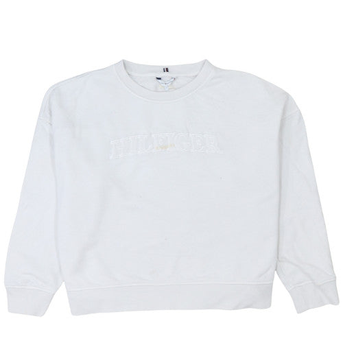 Tommy Hilfiger Mens White Embroidered Logo Sweatshirt M Pullover