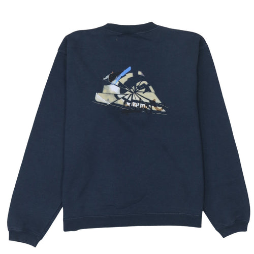 Quiksilver Boys Navy Blue Graphic Sweatshirt Size 14 Years Cotton Blend