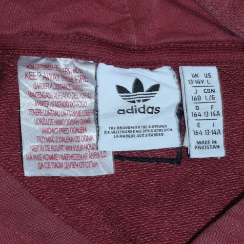 Adidas Teens Red Pullover Hoodie 164 Logo Sports Fleece