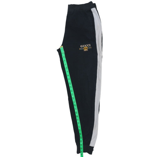 Gucci Men's Black Jogger Sweatpants L Logo Side Stripe Casual