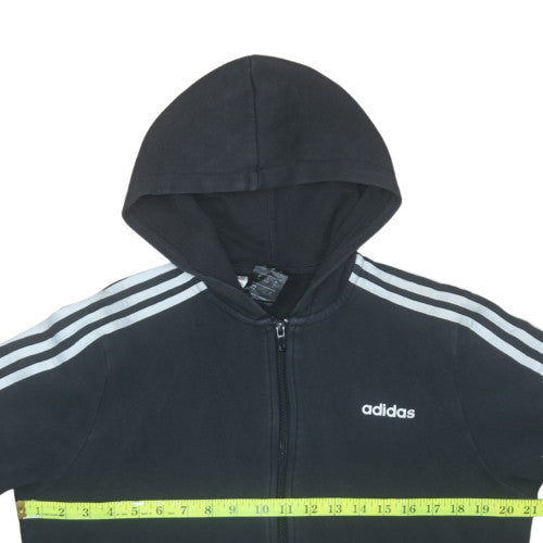 Adidas Boys Black Full Zip Hoodie 15-16 Years 176cm Hooded Sportswear