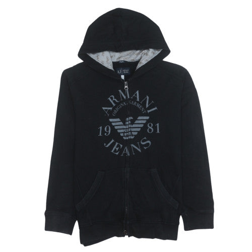 Armani Jeans Men's Black Full Zip Hoodie Size L Designer Logo