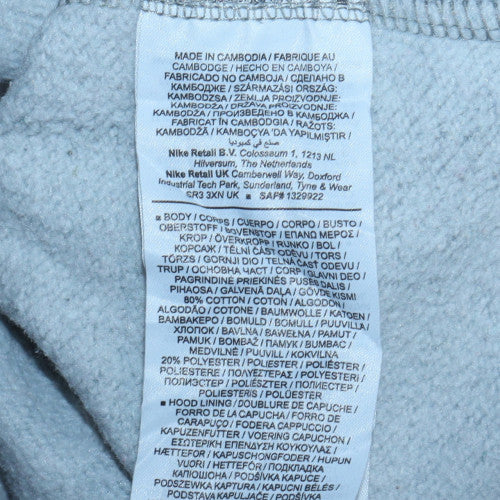 Nike Men's Grey Pullover Hoodie M Regular Fit Fleece Sweatshirt