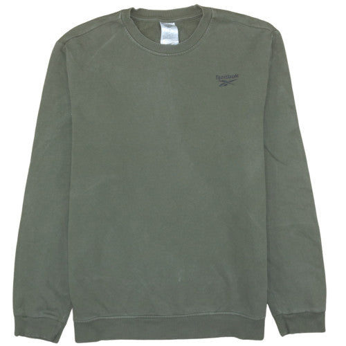 Reebok Mens Green L Pullover Crew Neck Fleece Sweatshirt
