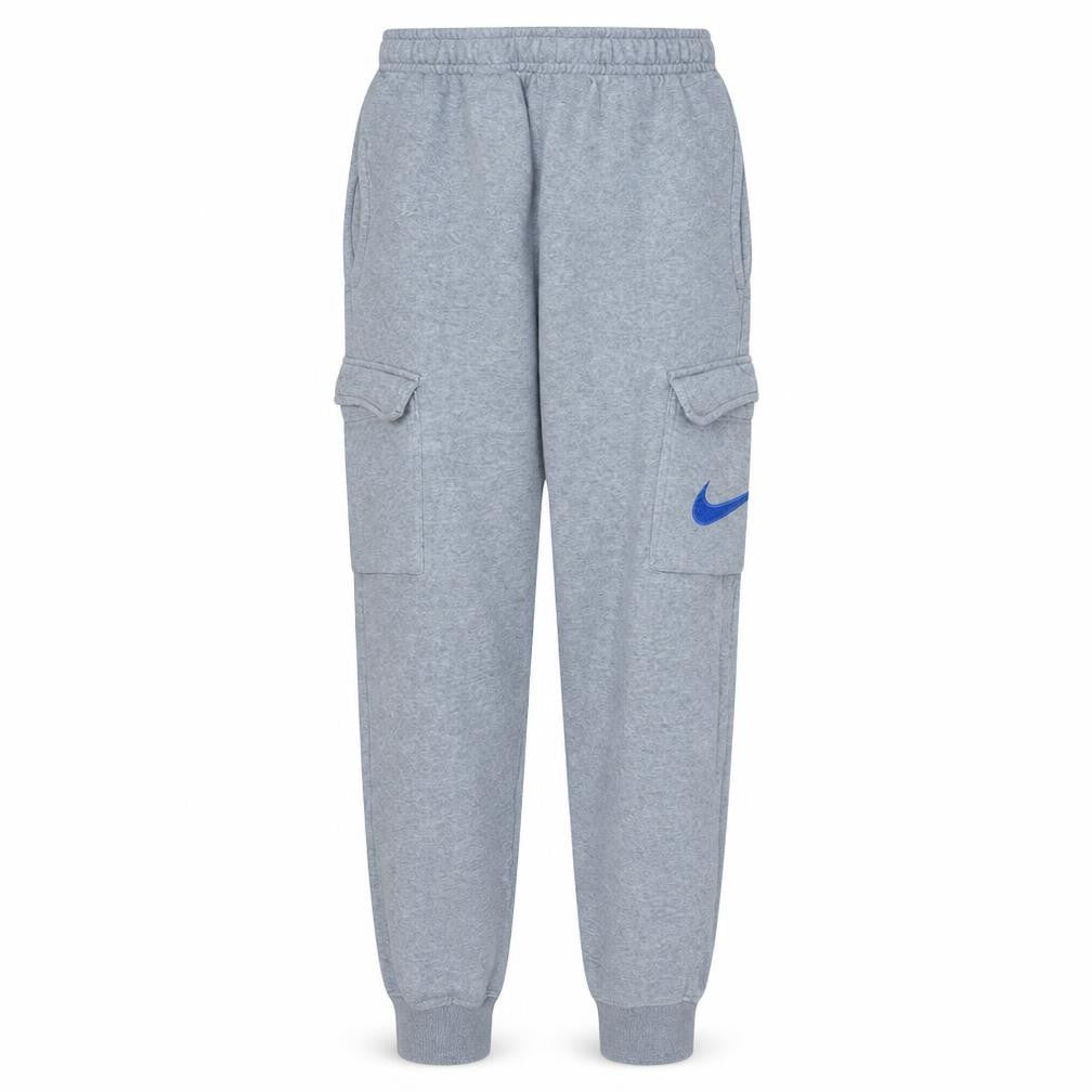 Front view of Nike Men's Grey Fleece Cargo Jogger Trousers, size S