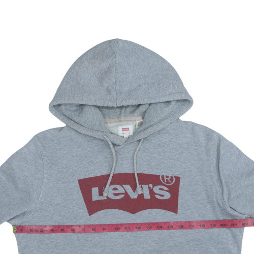 Levi's Men's Grey Pullover Hoodie M Regular Fit Logo Fleece