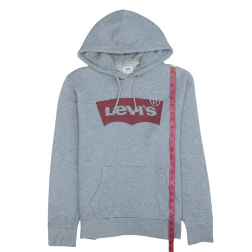 Levi's Men's Grey Pullover Hoodie M Regular Fit Logo Fleece