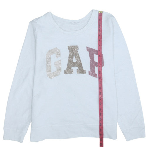 GAP Womens White XL Pullover Sweatshirt Glitter Logo Cotton Blend