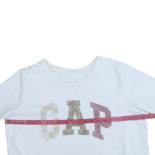 GAP Womens White XL Pullover Sweatshirt Glitter Logo Cotton Blend