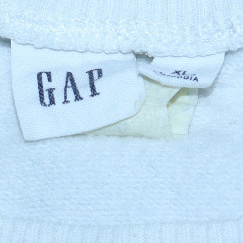 GAP Womens White XL Pullover Sweatshirt Glitter Logo Cotton Blend