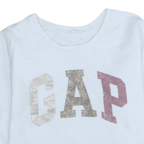 GAP Womens White XL Pullover Sweatshirt Glitter Logo Cotton Blend