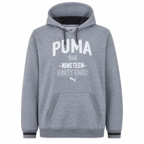 Puma Men's Grey Pullover Hoodie 2XL Fleece Sports Sweatshirt