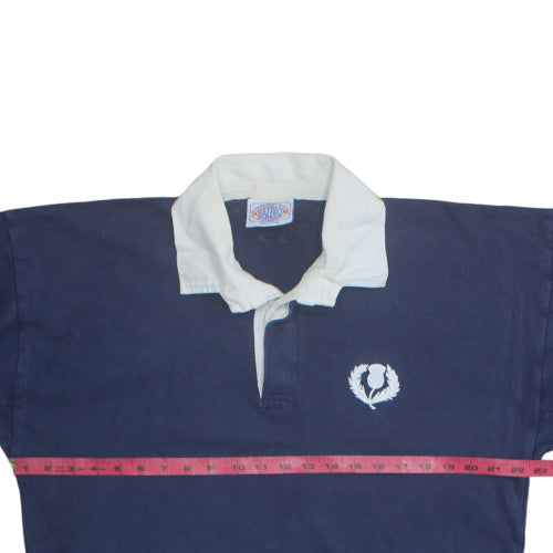 Halbro Mens Blue Collared Rugby Sweatshirt XL Cotton Vintage