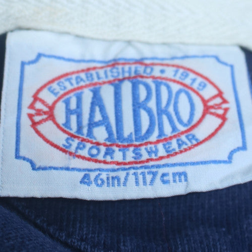 Halbro Mens Blue Collared Rugby Sweatshirt XL Cotton Vintage