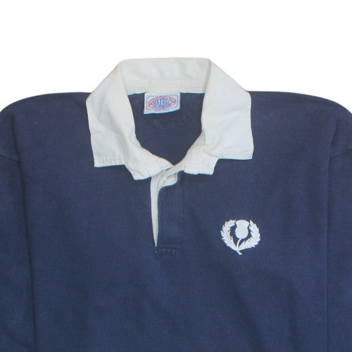 Halbro Mens Blue Collared Rugby Sweatshirt XL Cotton Vintage