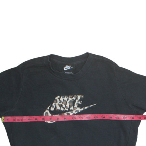 Nike Womens Black Leopard Logo Sweatshirt XL Standard Fit