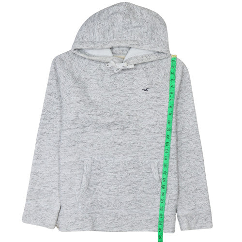 Hollister Men's Grey Pullover Hoodie Medium Fleece Logo