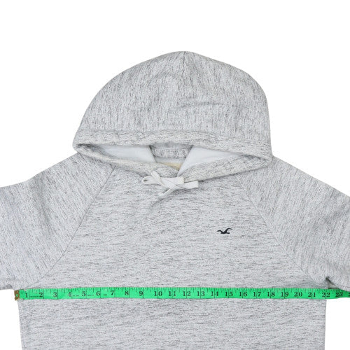 Hollister Men's Grey Pullover Hoodie Medium Fleece Logo