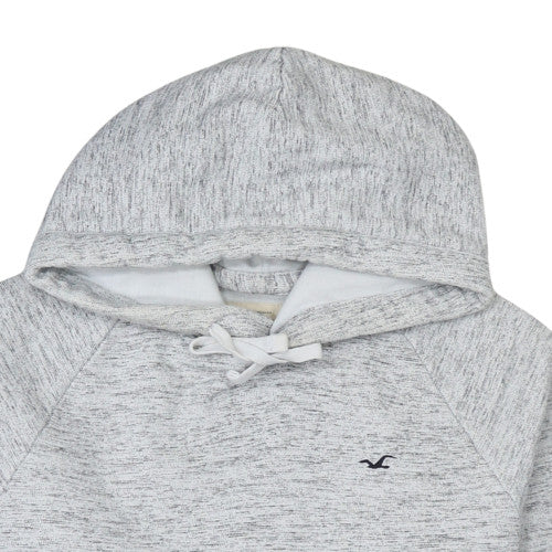 Hollister Men's Grey Pullover Hoodie Medium Fleece Logo