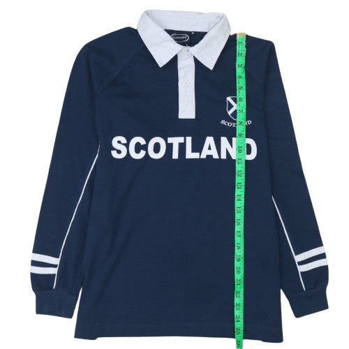 Scotland Men's Blue Collared Rugby Style Sweatshirt S