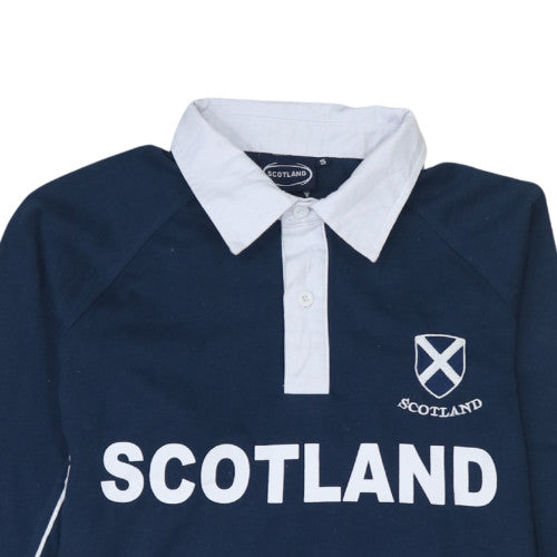 Scotland Men's Blue Collared Rugby Style Sweatshirt S