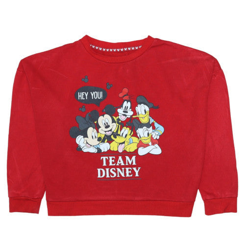 Disney Love to Lounge Red Team Disney Sweatshirt Women S 10/12 Pullover Crew Neck