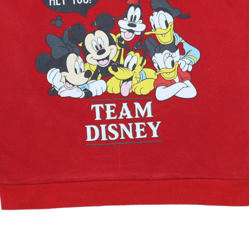 Disney Love to Lounge Red Team Disney Sweatshirt Women S 10/12 Pullover Crew Neck